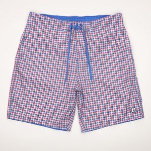 Johnnie-O Board Shorts Swim Shorts Unlined Blue/White/Red Checks Men's Size XL